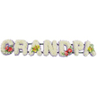 A personalised funeral flower display spells out "GRANDPA" in sturdy floral letters, photographed against a pure white background that keeps the focus on the craftsmanship and the sentiment. Each capital letter is generously formed and then meticulously covered with white chrysanthemums, their small, closely packed petals building a dense, cushion-like surface that feels soft and consoling, embodying peace and remembrance. Along the bottom of each letter runs a tailored edging of pale lavender ribbon, the gentle purple hue providing definition and a calm, almost spiritual accent. The letters are aligned on narrow dark green bars and supports, mostly concealed, which give the tribute a neat, continuous appearance-ideal for placing beside the coffin or at the front of a service hall serving Wennington families. To bring depth and colour, four letters feature focal floral sprays: the 'G' and the 'D' display bold arrangements of deep red anthuriums, with their glossy, heart-shaped blooms and prominent yellow spadices standing out vividly against rich green foliage. These accents carry a sense of love, bravery, and devotion. The first 'A' and the last 'A' are softened with yellow-green orchids, their refined petals and intricate centres nestled among leaves, conveying grace and enduring affection. Delicate greenery threads through these areas, adding natural movement without disturbing the clean lines of the word. The overall mood of the tribute is poised and respectful, a touching way for a Wennington family to honour a much-loved grandad, allowing one treasured name to be expressed through a harmonious blend of white chrysanthemums, gentle ribbon, and thoughtfully placed accent blooms.
